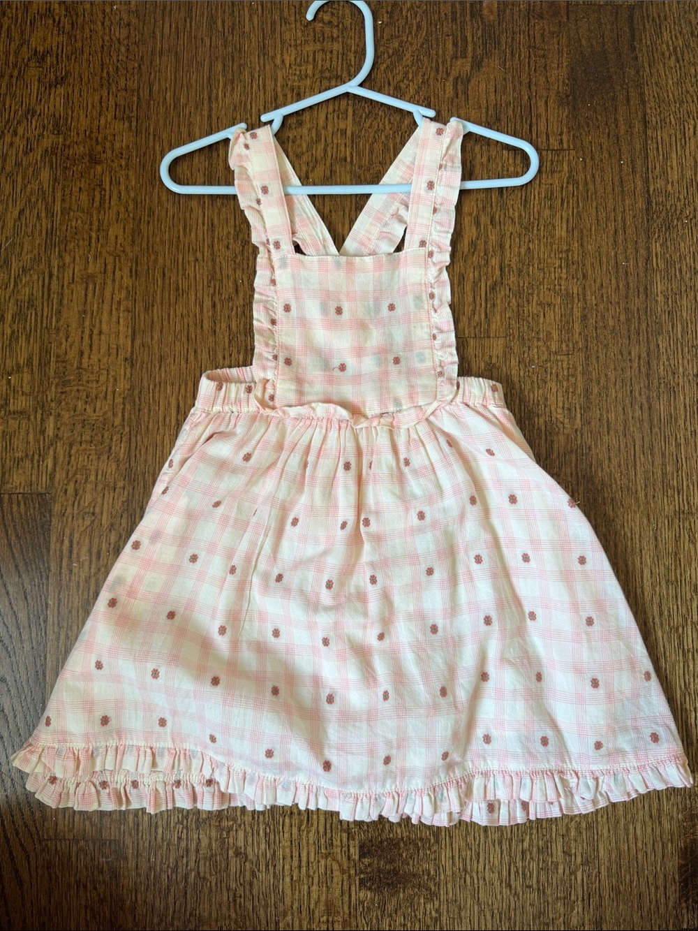 Emile et Ida Pink Gingham Ruffle Strap Sundress